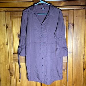 Express Womens Long Sleeve Button Up Dress